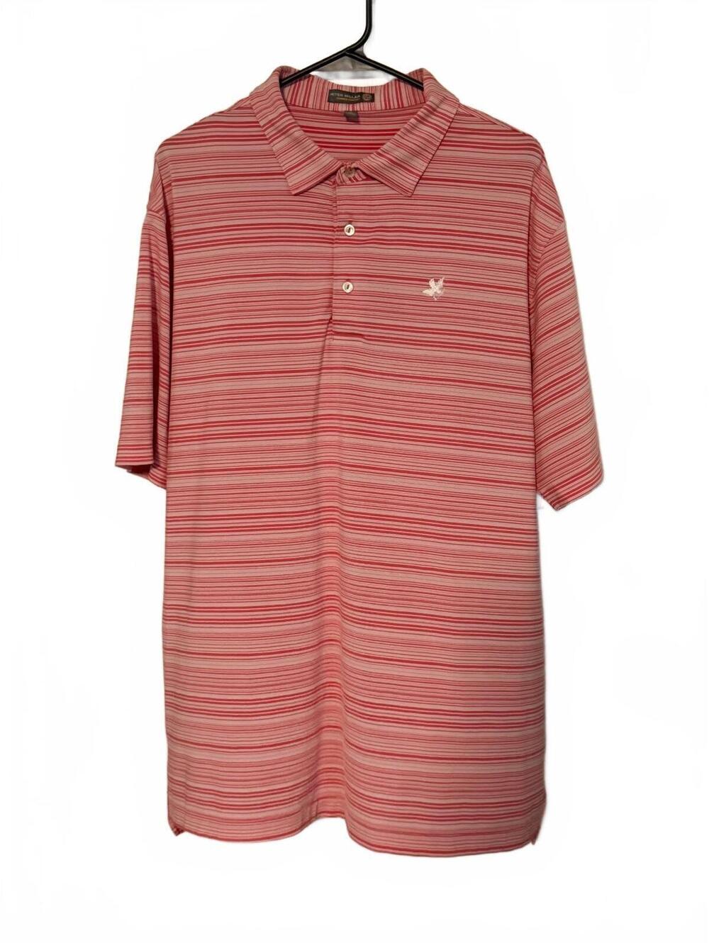 Peter Millar Summer Comfort Coral/pink Striped Polo Shirt XL